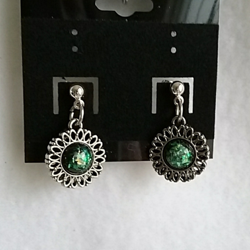 Womens iridescent dangle hook earrings